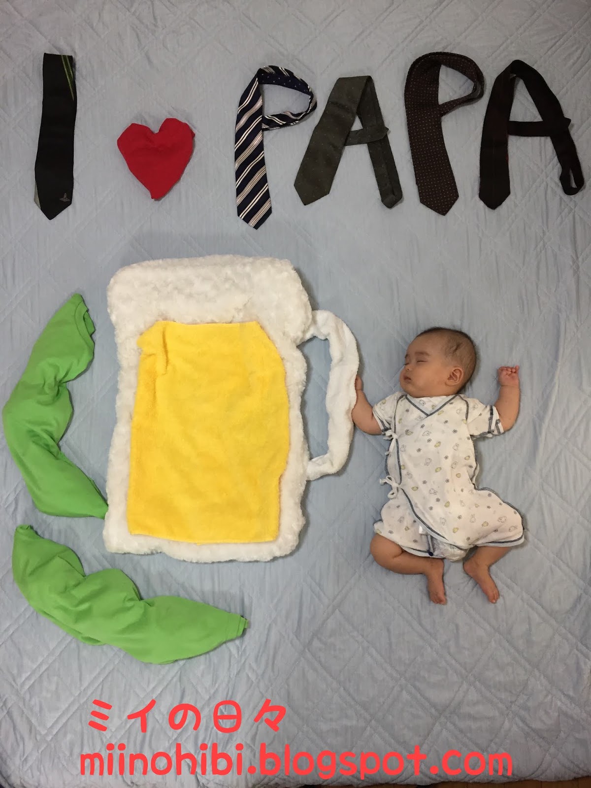 お昼寝アートと足型で0歳でも父の日製作ミイの日々