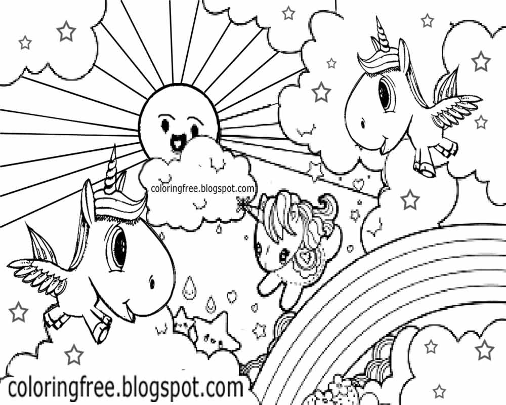 Printable Unicorn Drawing Mythical Coloring Book Pictures ...