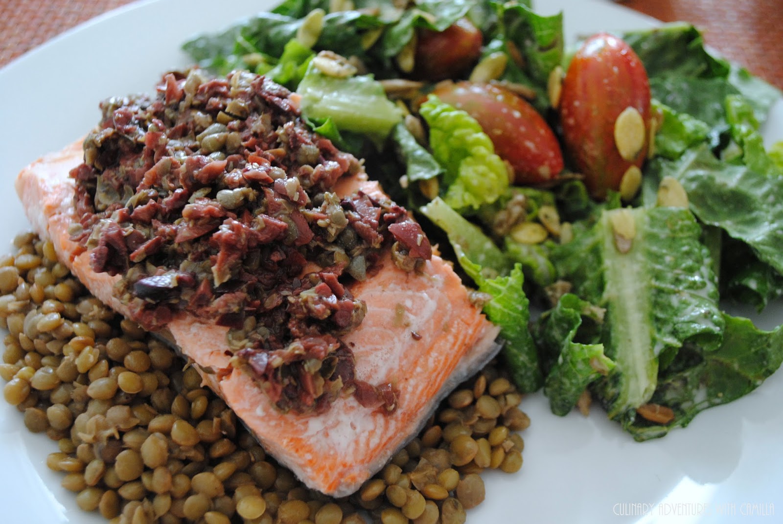 Poached Salmon with Olive Tapenade