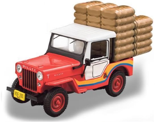 coleccion jeep 1:43, jeep cj-3b cafetero de colombia 1:43