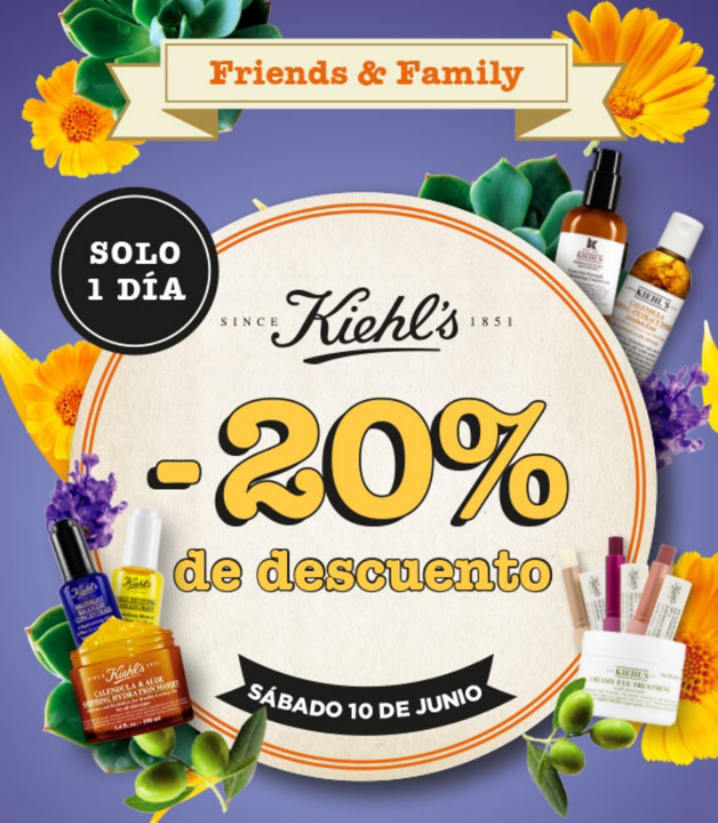 EL FRIENDS & FAMILY DAY DE KIEHL'S ES MAÑANA. 20 DE DESCUENTO, REGALOS