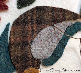 'Piecework' Wool Applique by Rose Clay on blog at ThreeSheepStudio.com