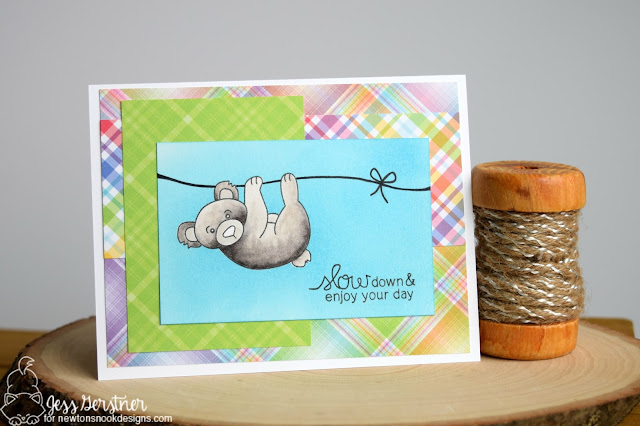 Colorful Koala Card by Jess Gerstner featuring Newton's Nook Hanging Around #newtonsnook