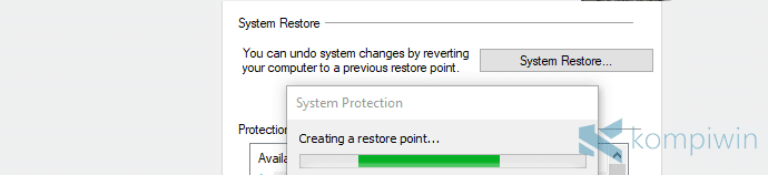 cara membuat system restore point