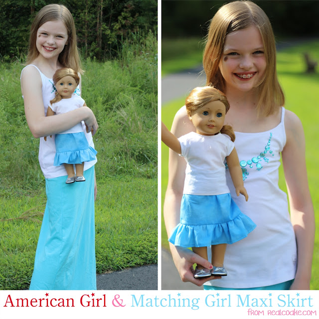#AmericanGirlDoll clothes pattern to make a maxi skirt for your doll. #Sewing #Pattern #RealCoake