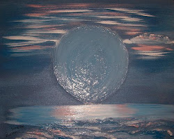 moon painting easy rising canvas paint setting painted normal against wall