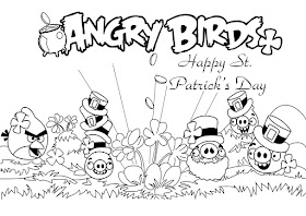 Glücklicher Tag St. Patricks Angry Birds Malvorlagen