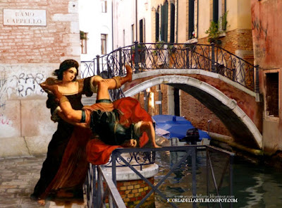 Romanticismo lagunare fotomontaggio dipinti-Scoria dell'Arte