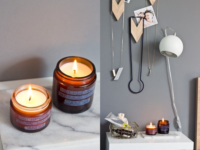 świeczki z naturalnego wosku sojowego, diy świeczki z naturalnego wosku sojowego, diy, dekoracje sypialni, dekoracyjne świeczki sojowe, brązowe słoiczki po kosmetykach