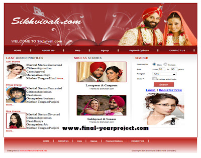 Project on Matrimonial Site