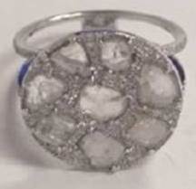 White Gold Sliced Diamond Pave Ring