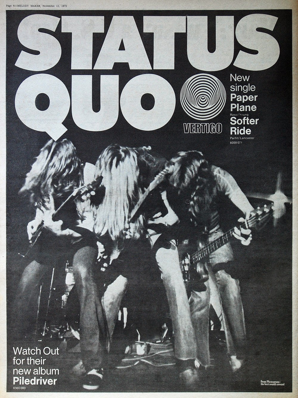 StatusQuo Advertising for the LP "Piledriver" 1972 Status quo