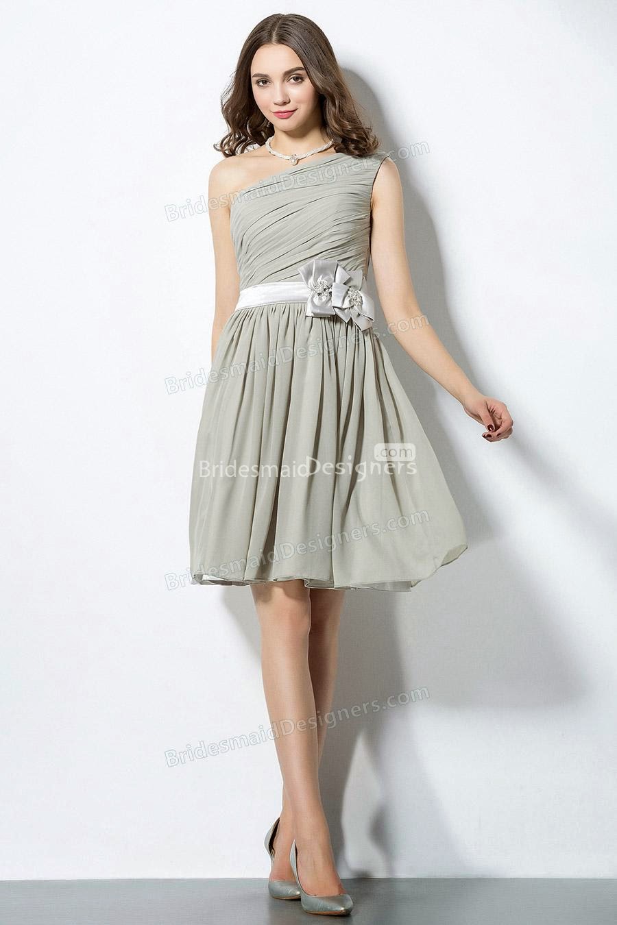 http://www.bridesmaiddesigners.com/pleated-single-shoulder-a-line-knee-length-grey-chiffon-bridesmaid-dress-with-flower-band-1100.html