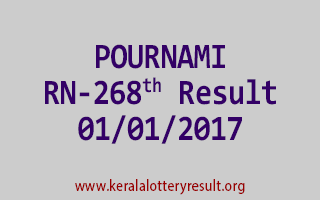 POURNAMI RN 268 Lottery Results 1-1-2017