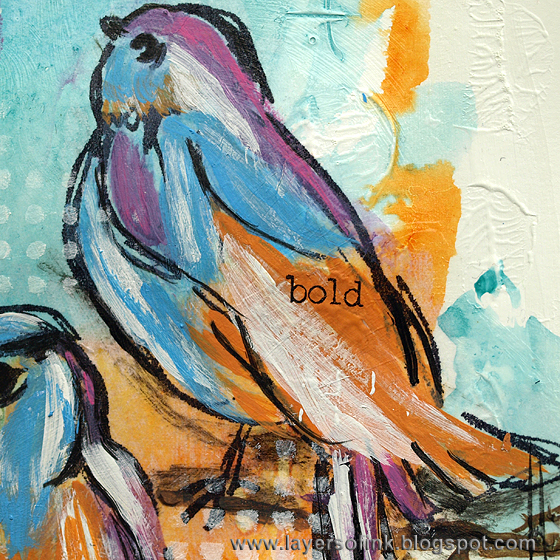 Layers of ink - Bold Birds Art Journal Tutorial by Anna-Karin, with Scribbly Birds stamps by Dina Wakley, Ranger Distress Paints.