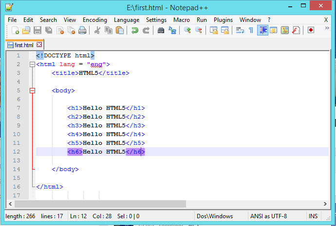 Learn HTML5 : HTML5 Tags - doctype , html , head ,title , body ...