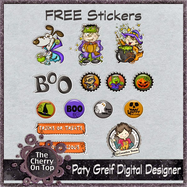  free Halloween stickers from Paty Grief Digital Designer