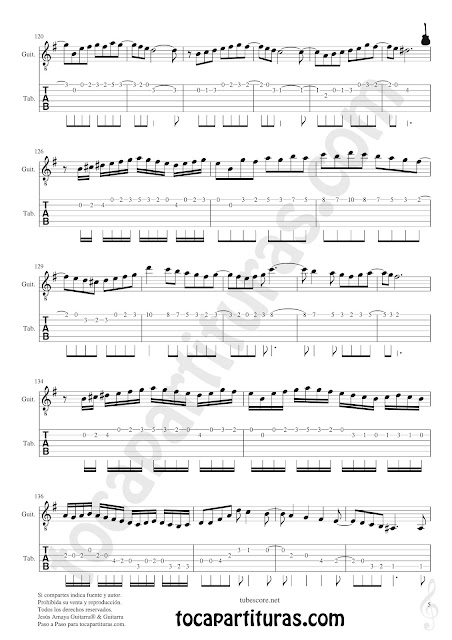 PARTITURA 5 Partitura y Tablatura de Entre dos aguas Partituras para Guitarras Sheet Music for Guitar