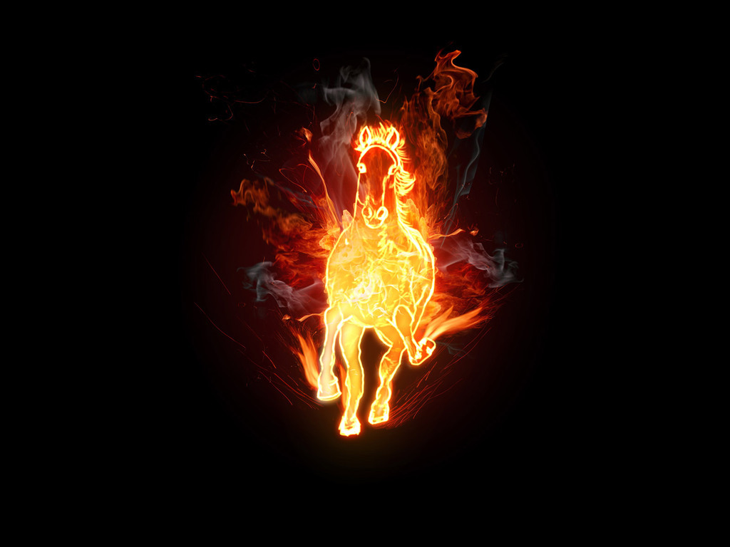 Cavalo - O fogo da criatividade artística design de papel de parede  Visualização