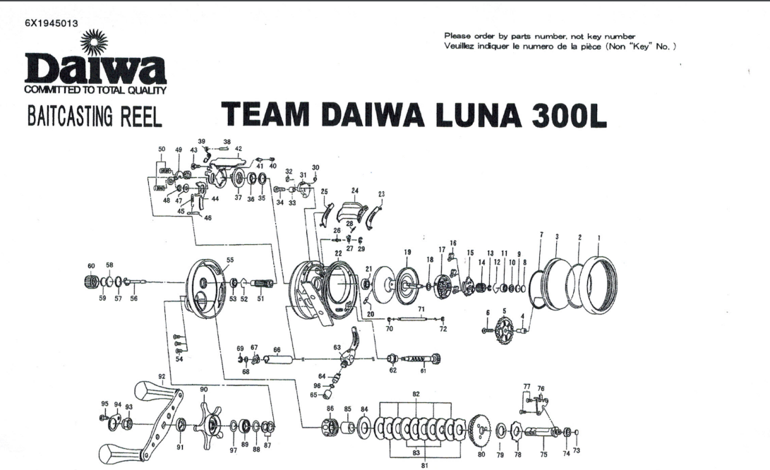 team daiwa luna 103 203 253 300 schematics | most complete fishing