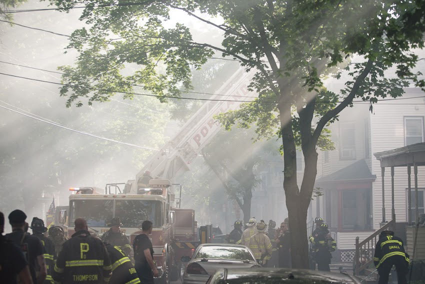 Fire at 15-17 Sherman Street in Portland, Maine USA. June 14, 2016. Photo by Corey Templeton.