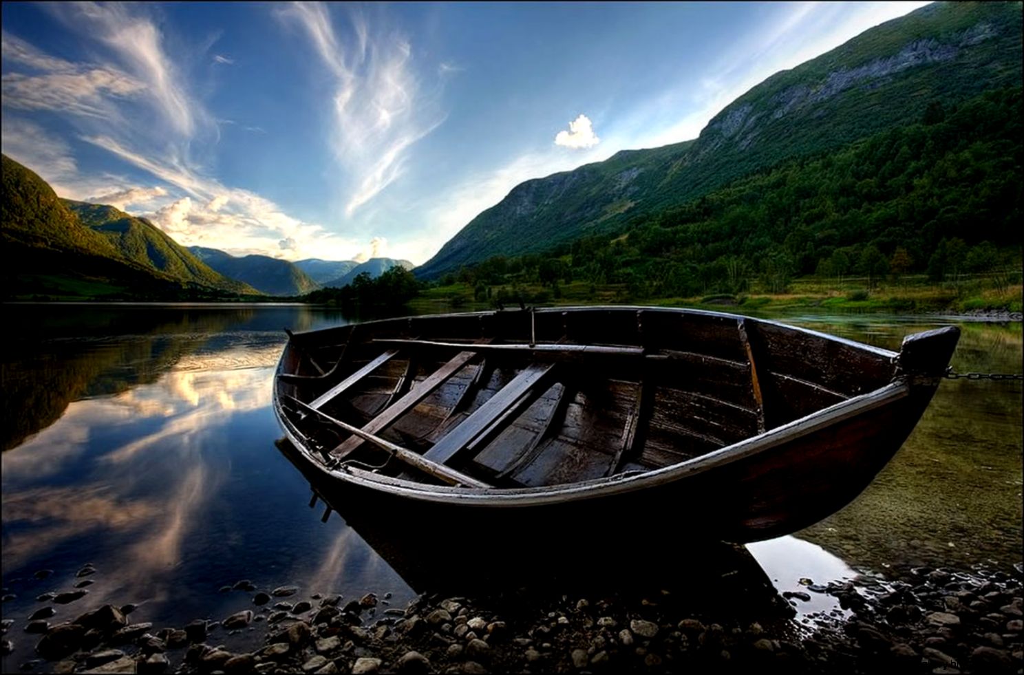 Download desktop wallpaper Boat lake and sky wallpaper high