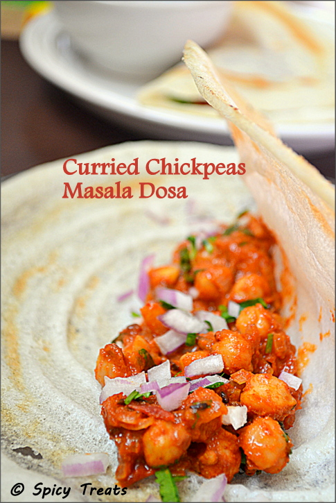 Spicy Treats: Curried Chickpeas Masala Dosa