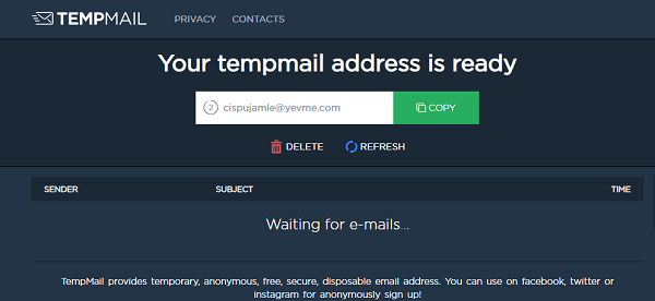 TEMPMAIL.NET free temporary email address