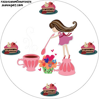Fiesta de Té de Chicas: Toppers y Wrappers para Cupcakes para Imprimir Gratis. Toppers o Etiquetas de Fiesta de Té de Chicas para Imprimir Gratis.