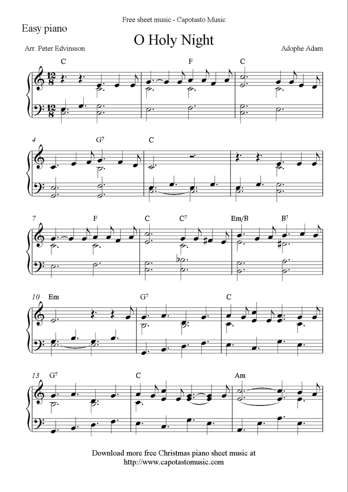 Christmas Piano Sheet Music Easy Free Printable Printable Free 