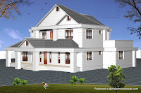 Diseño de casa blanca en 3D de 3 pisos
