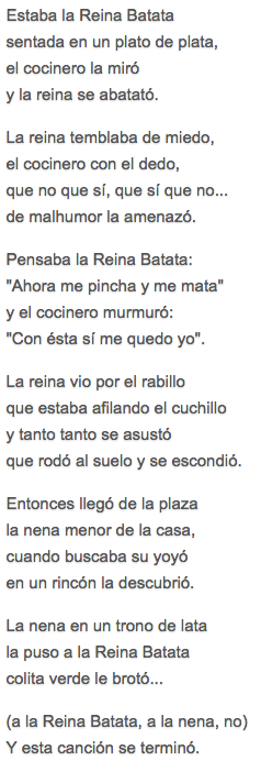 canciones infantiles incorrectas canciones infantiles incorrectas reina batata