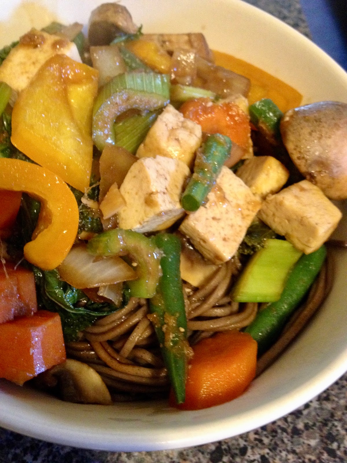 Come For Food GingerMiso Tofu Stirfry with Soba Noodles