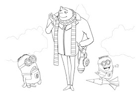 Despicable Me and Minions free printable coloring pages. Gru with Minions 2.