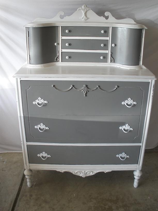 Lila's Pockets Vintage Grey & White Dresser