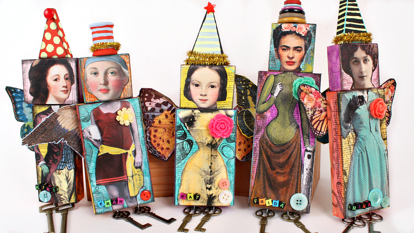 Mark Montano Mixed Media Scrap Wood Dolls