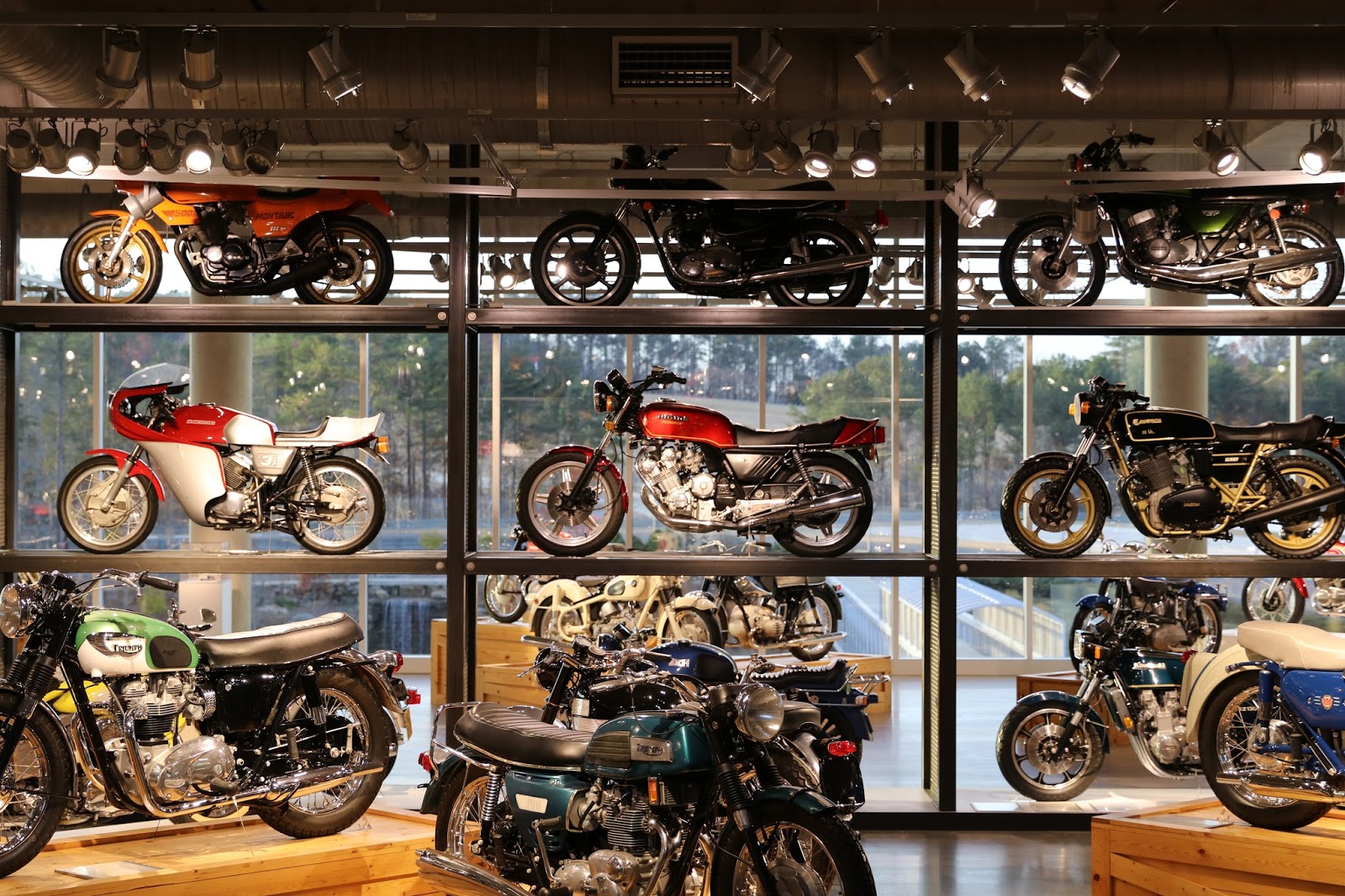OldMotoDude Wall of Motorcycles at the Barber Vintage Motorsports
