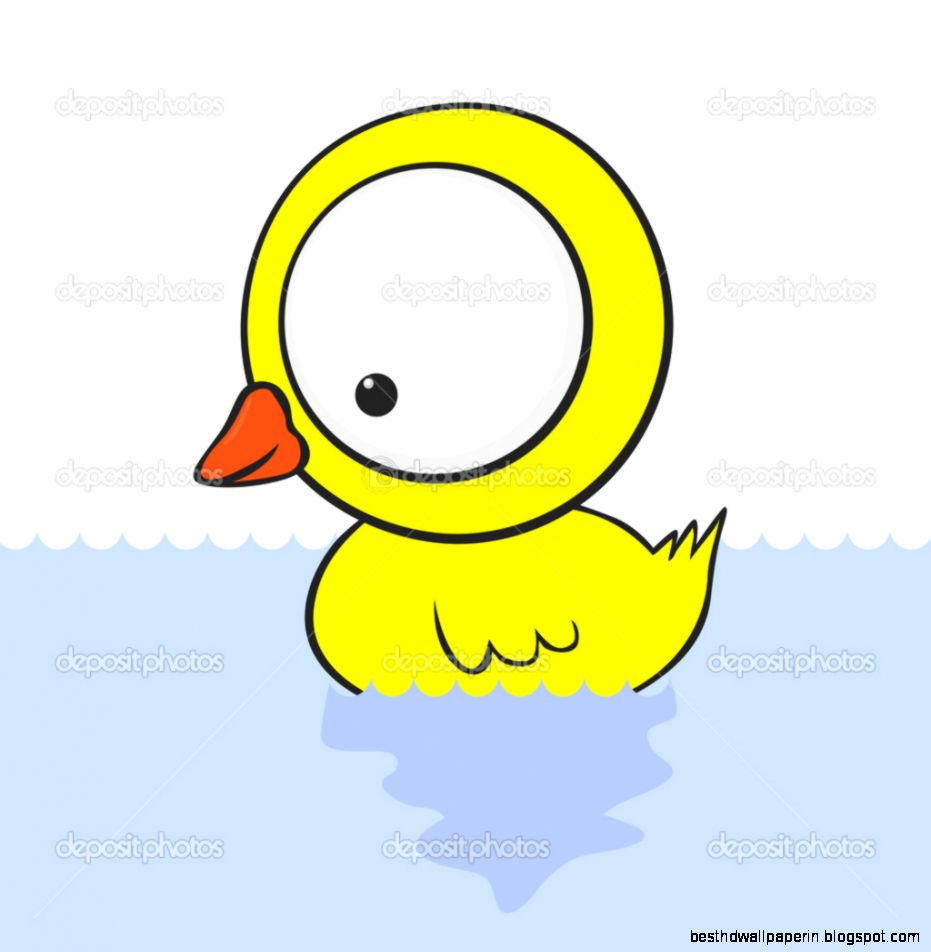 Cute Cartoon Duck with Big Eyes