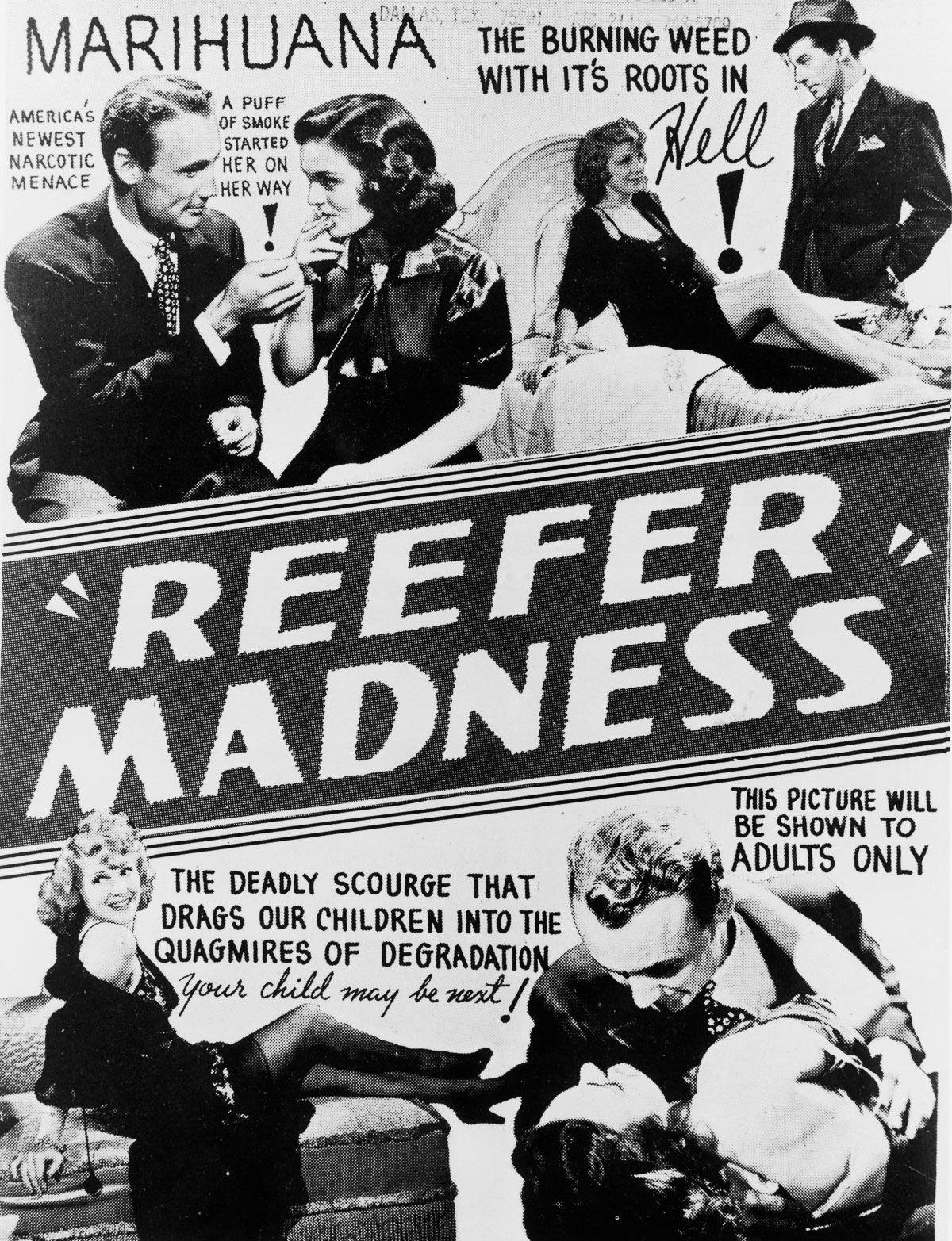 Ad98 Vintage Reefer Madness marihuana Anti Drogas Cartel Impresión A4 