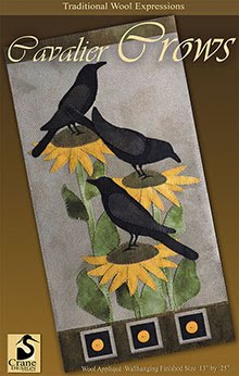 Cavalier Crows Wool Applique Wallhanging 13" x 25"