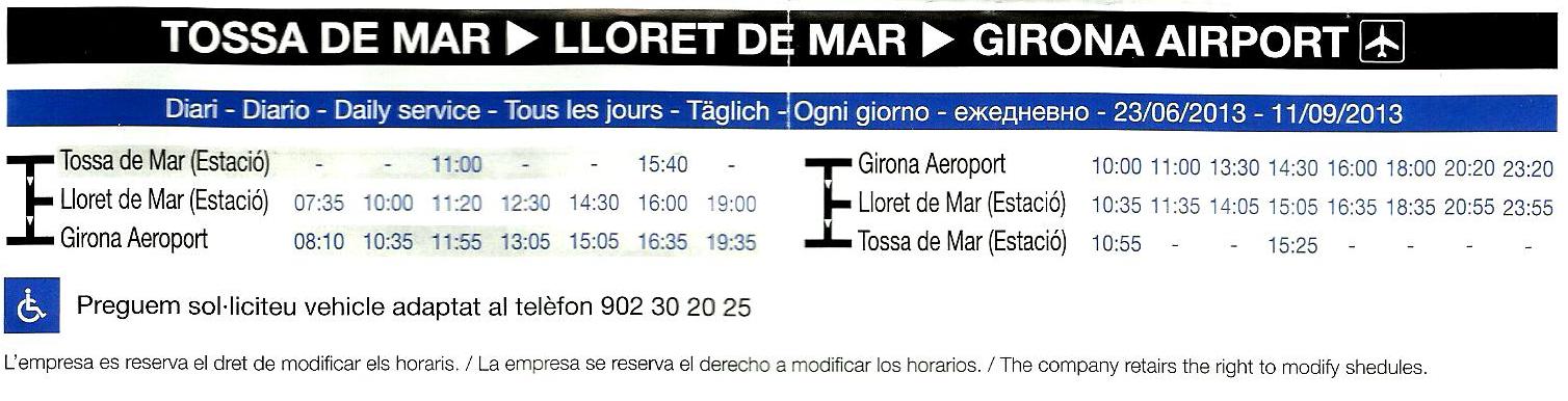 Bus Von Girona Nach Lloret De Mar Lloret De Mar Holiday Guide: Lloret de Mar - Girona Bus Timetable