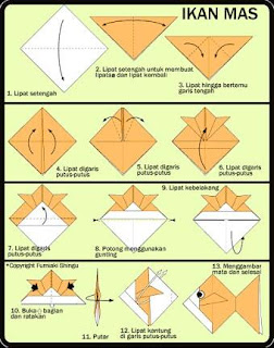 membuat ikan menggunakan kertas origami