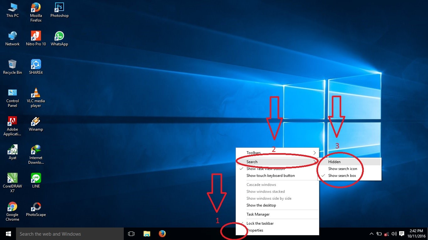 where is search box for windows 10