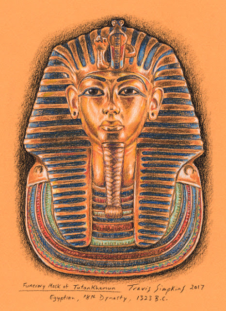Ancient Egyptian Funerary Mask of King Tutankhamun. 1323 BC. by Travis Simpkins
