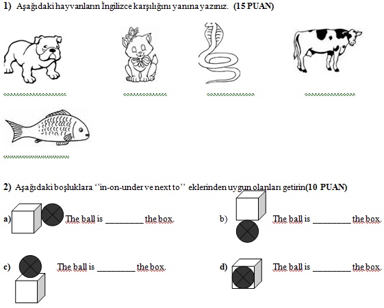 4. Sinif İngilizce 2. Dönem 1. Yazılı Soruları 2012 2013 - Ders ve