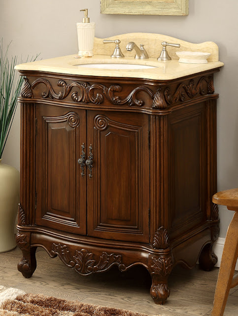 Adelina 27 inch Antique Bathroom Vanity Wood Finish