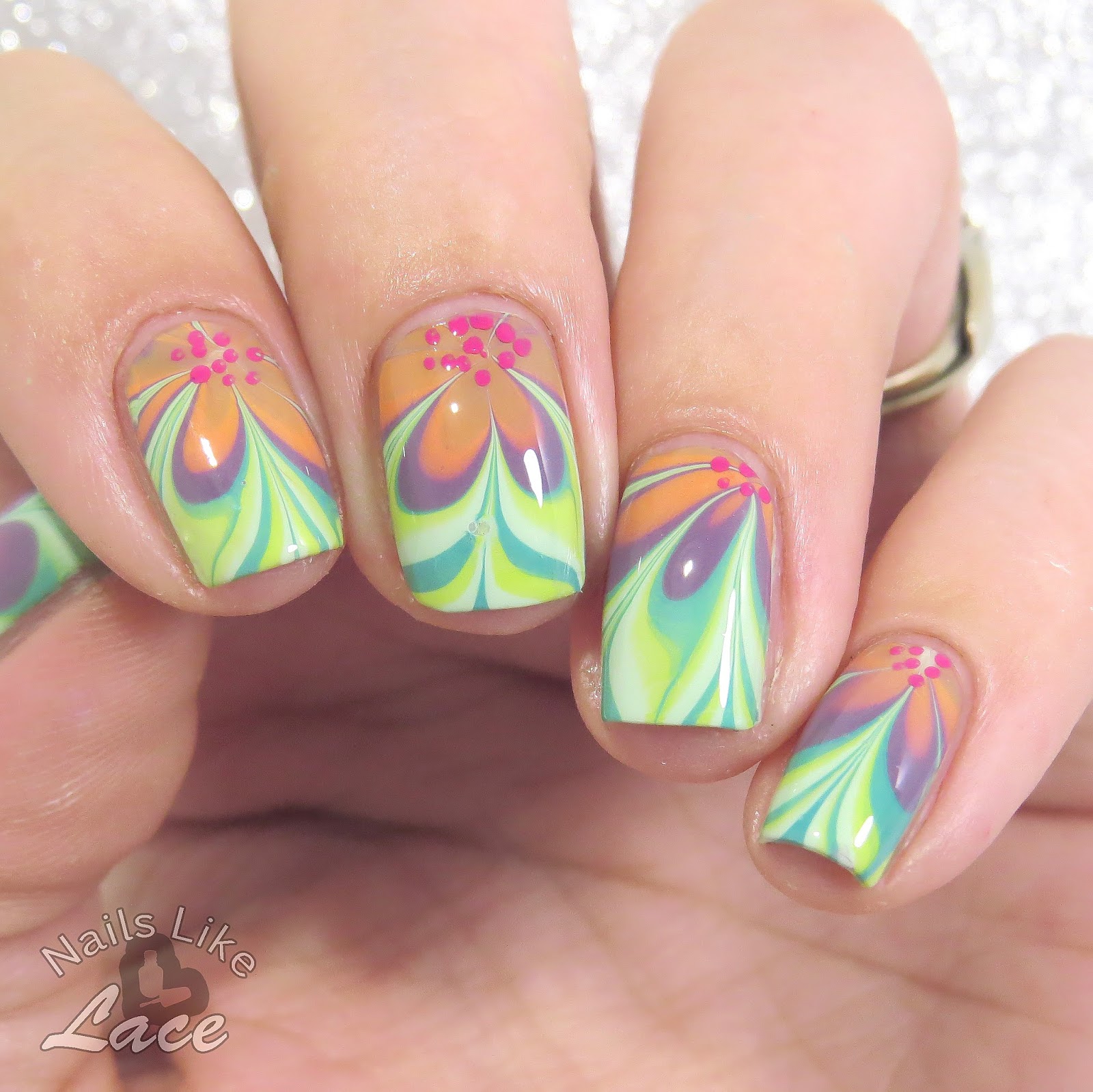 NailsLikeLace: 40 Great Nail Art Ideas & The Digit-al Dozen does Spring Week: 2-for-1 Green & Floral Double Water Marble Mani NailsLikeLace: 40 Great Nail Art Ideas & The Digit-al Dozen does Spring Week: 2-for-1 Green & Floral Double Water Marble Mani