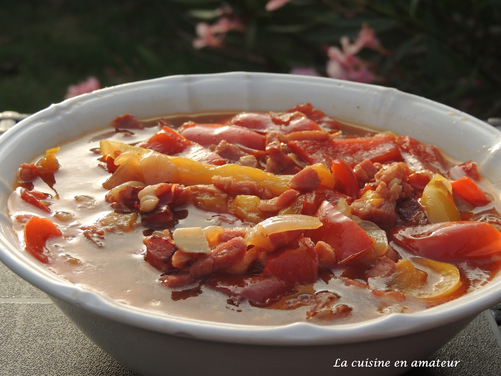 La cuisine en amateur de Maryline Duo de poivrons aux lardons au Cookéo