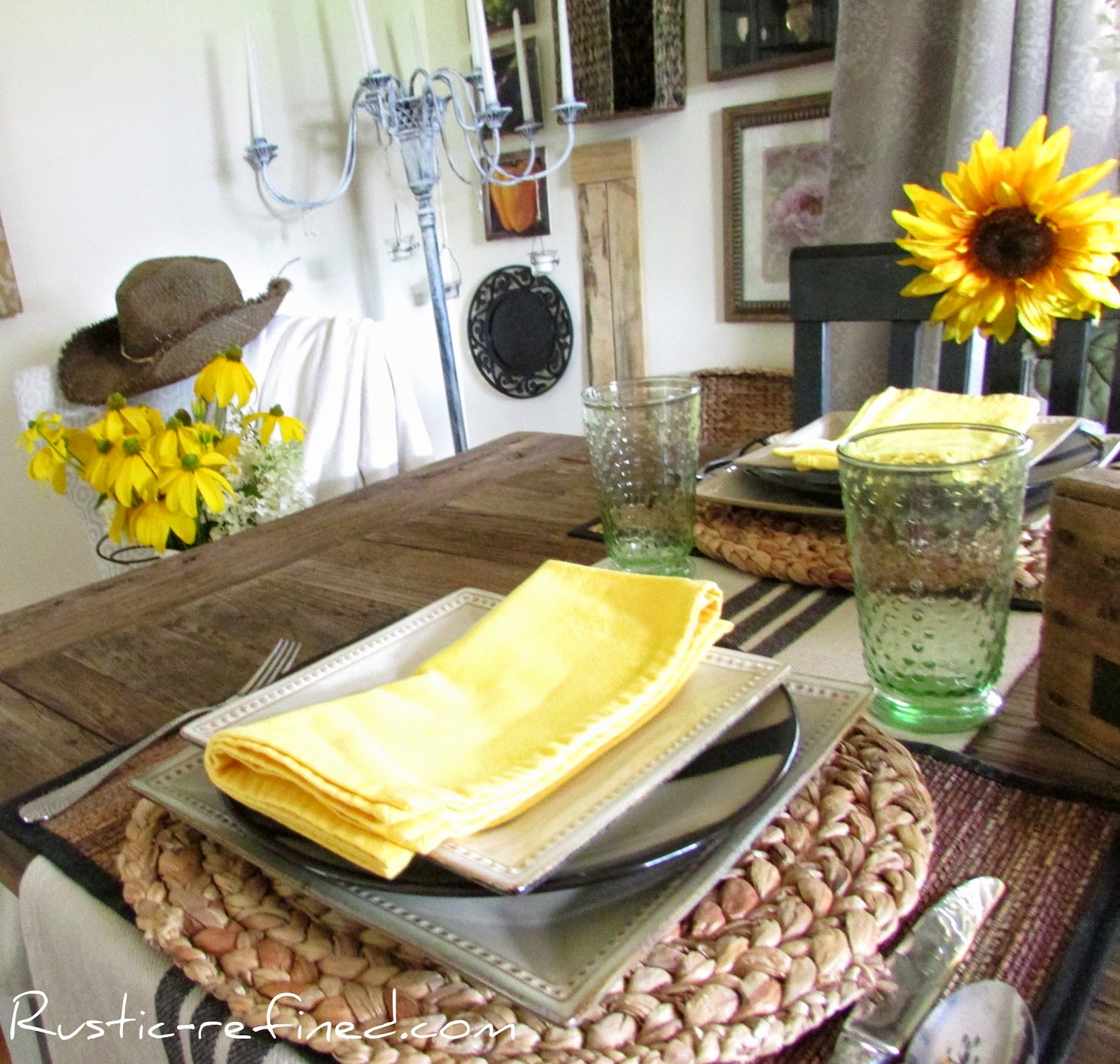 Country Yellow & Cream Tablescape @ Rustic-refined.com