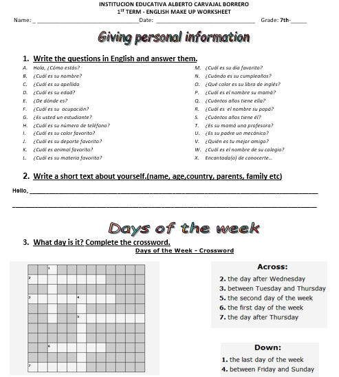 I ENJOY MY CLASS ACTIVITIES : SEVENTH GRADE